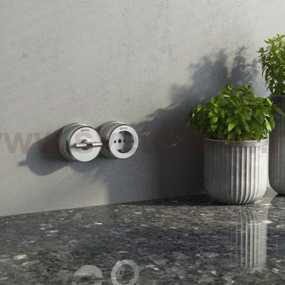 Розетка с заземлением Vintage серебро матовый/хром W5871054