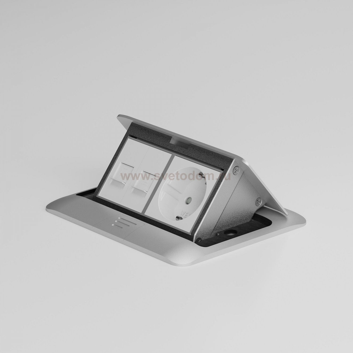 W8074065/ Выдвижной блок (Лючок) на 4 модуля (серебряный) W8074065