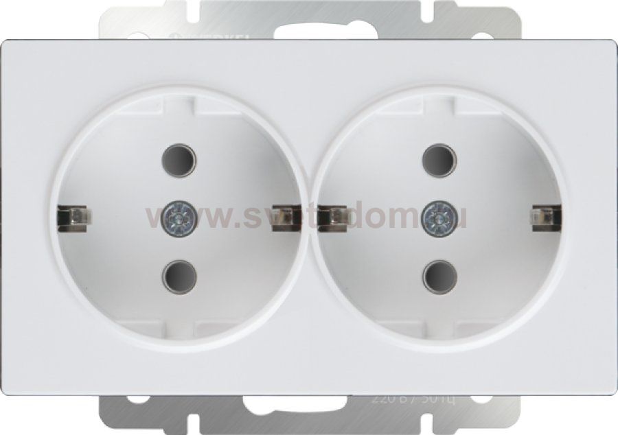Розетка двойная с заземлением (белая) Werkel WL01-SKG-02-IP20