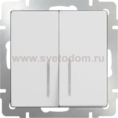 Выключатель двухклавишный с подсветкой (белый) Werkel WL01-SW-2G-LED