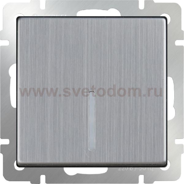 Выключатель одноклавишный проходной с подсветкой (глянцевый никель) WL02-SW-1G-2W-LED Werkel