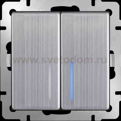 Выключатель двухклавишный с подсветкой (глянцевый никель) WL02-SW-2G-LED Werkel