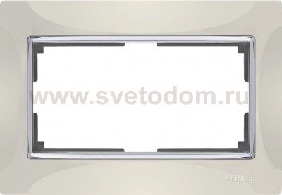 Рамка для двойной розетки (слоновая кость/хром) Werkel WL03-Frame-01-DBL-ivory