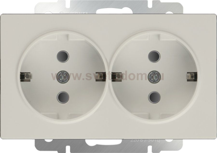 Розетка двойная с заземлением (слоновая кость) WL03-SKG-02-IP20 Werkel