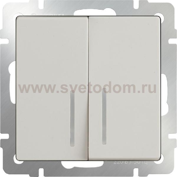 WL03-SW-2G-LED-ivory /Выключатель двухклавишный с подсветкой (слоновая кость) Werkel WL03-SW-2G-LED-ivory