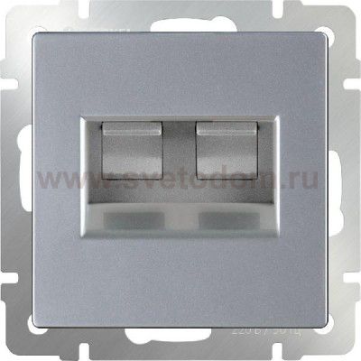 Розетка телефонная RJ-11 и Еthernet RJ-45 (серебряный) WL06-RJ11+RJ45 Werkel