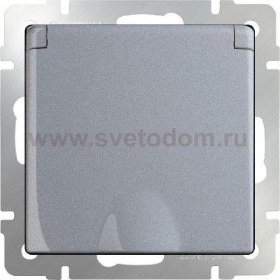 Розетка влагозащ. с зазем. с защит. крышкой и шторками  (серебряный) WL06-SKGSC-01-IP44 Werkel