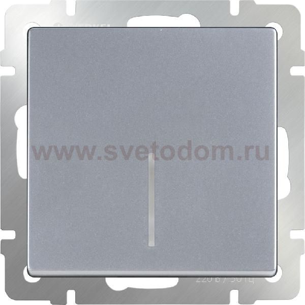 WL06-SW-1G-2W-LED/Выключатель одноклавишный проходной с подсветкой (серебряный) Werkel WL06-SW-1G-2W-LED