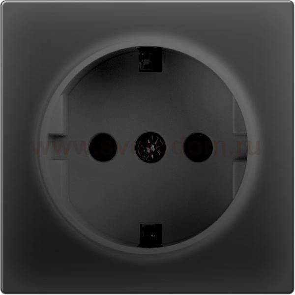 Розетка с заземлением и шторками (черный матовый) WL08-SKGS-01-IP44 Werkel