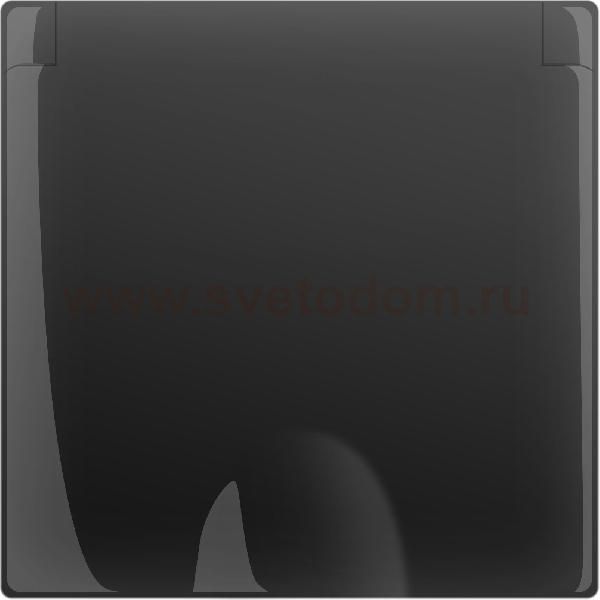 Розетка влагозащ. с зазем. с защит. крышкой и шторками (черный матовый) WL08-SKGSC-01-IP44 Werkel