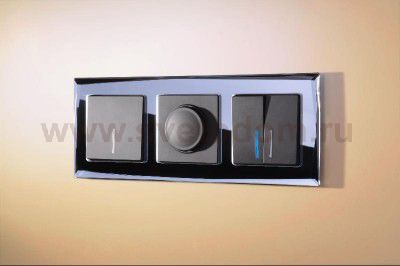 Выключатель двухклавишный с подсветкой (черный матовый) WL08-SW-2G-LED Werkel