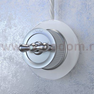 Выключатель на 4 положения двухклавишный матовый хром ретро WL19-01-05