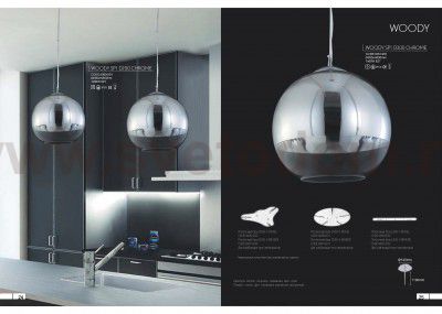 Светильник подвесной Crystal Lux WOODY SP1 D200 CHROME (3360/201)