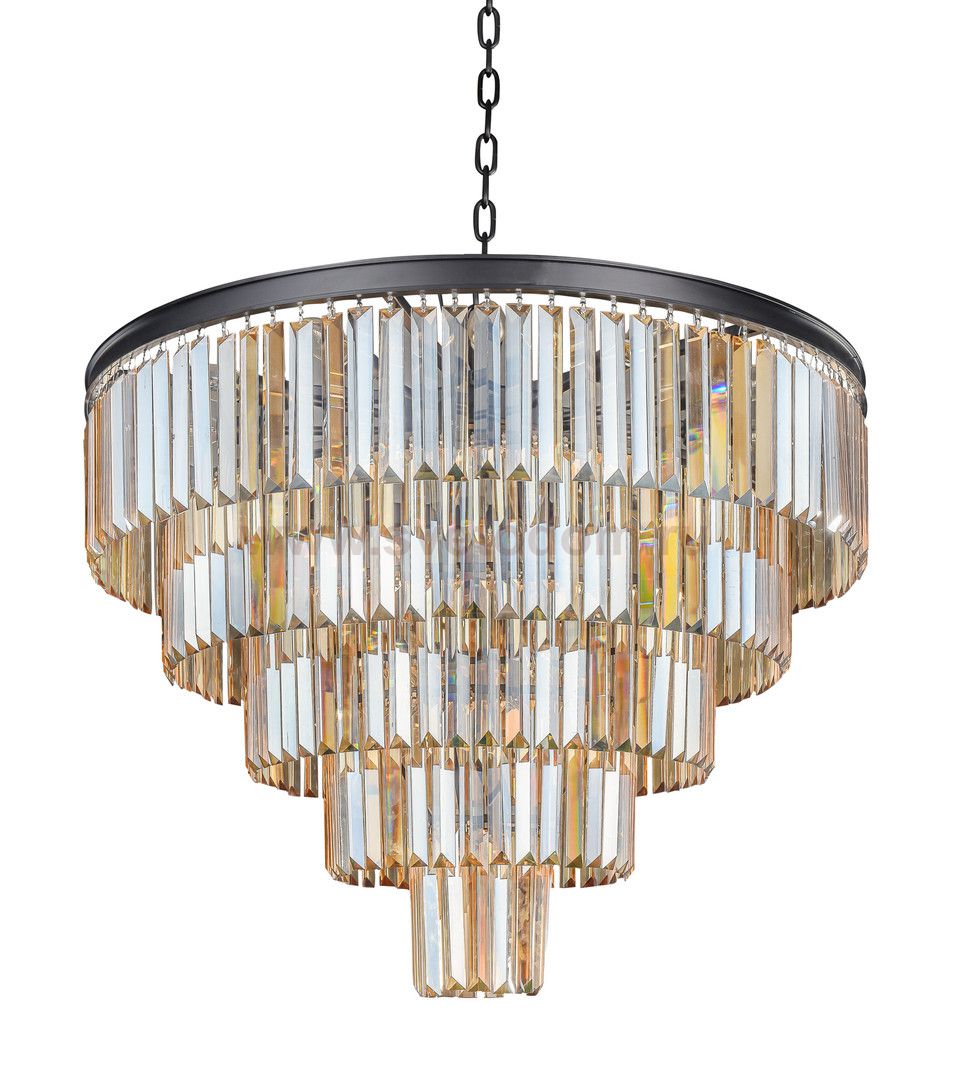 Люстра Odeon 5 Rings Amber MAK interior WTL1943-19BK-GR-AM Черный, стекло