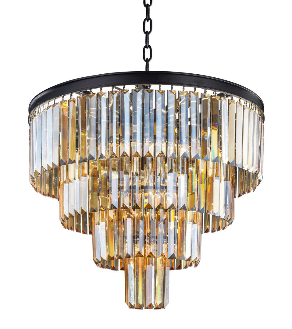 Люстра Odeon 4 Rings Amber MAK interior WTL1943-9BK-GR-AM Черный, стекло