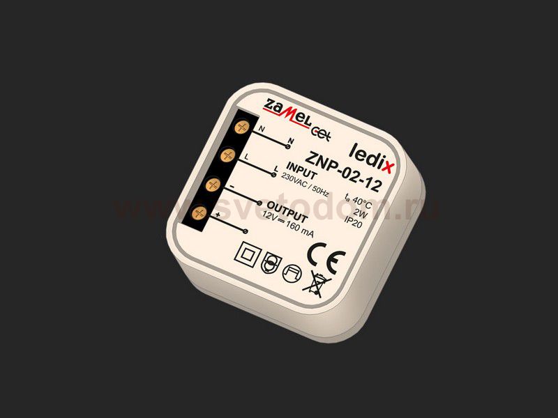 Zamel Блок питания LED 12V DC 2W в монт.коробку (ZNP-02-12)