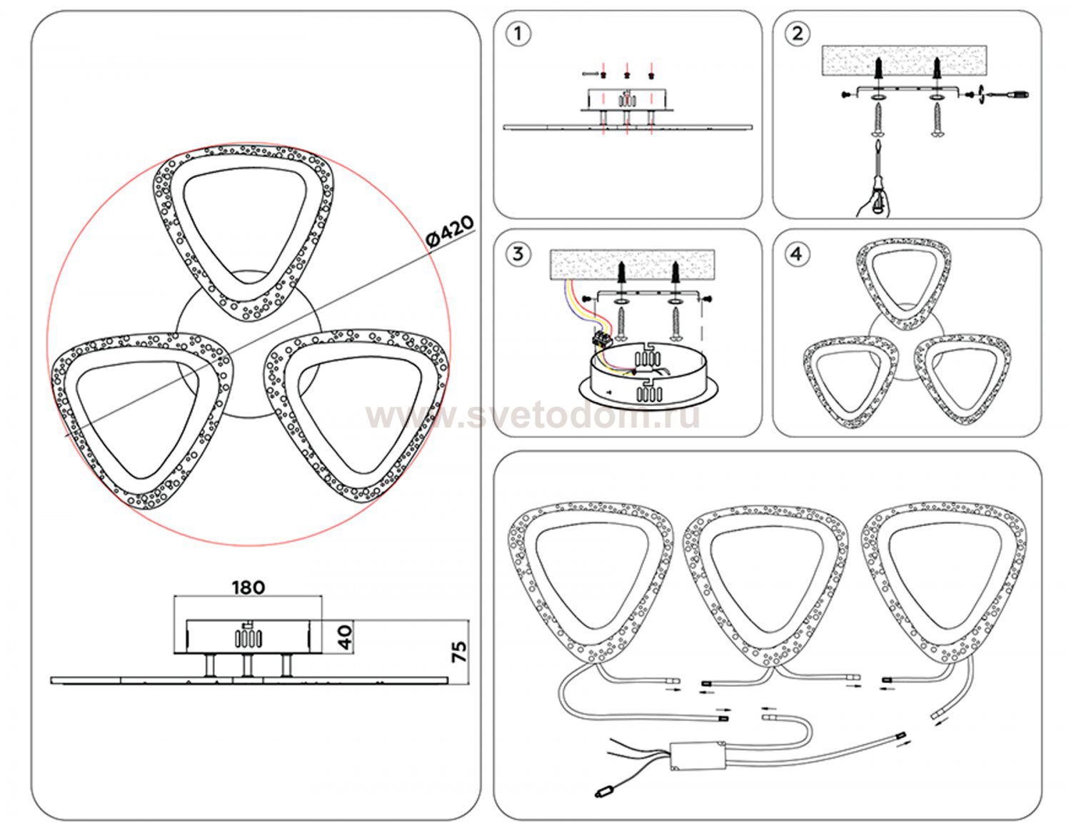 Потолочный светодиодный светильник с пультом FA4508/3 WH белый 30W 4200K/3000K/6400K D420*75 (ПДУ ИК)