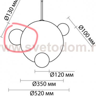 Плафон стекло полуматовый шар 130мм с резьбой 20мм Люмион 6516 GLOW
