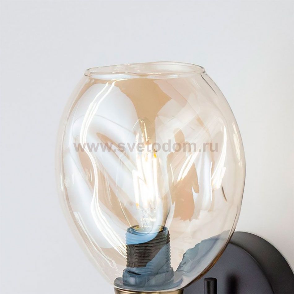 Плафон стекло янтарное 125*135мм E14 (34мм посадка) CL117 Монтана