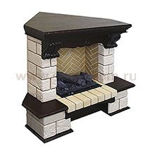 Портал Pierre Luxe угловой под очаг Dimplex Cassette 600 Темный дуб/венге/дуб