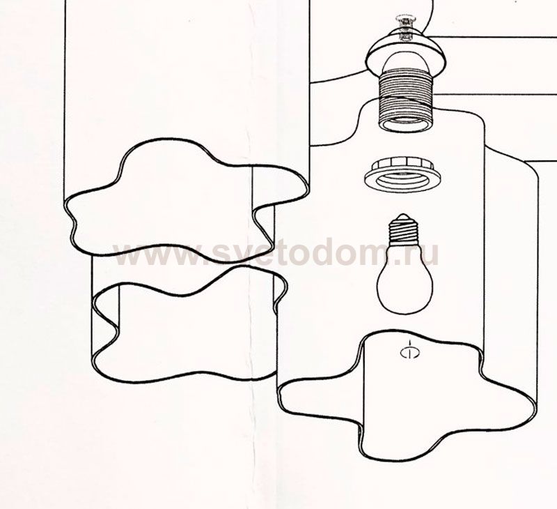 Плафон стекло полосатый 200мм Е27 (43мм посадка) SL117.50 Onde