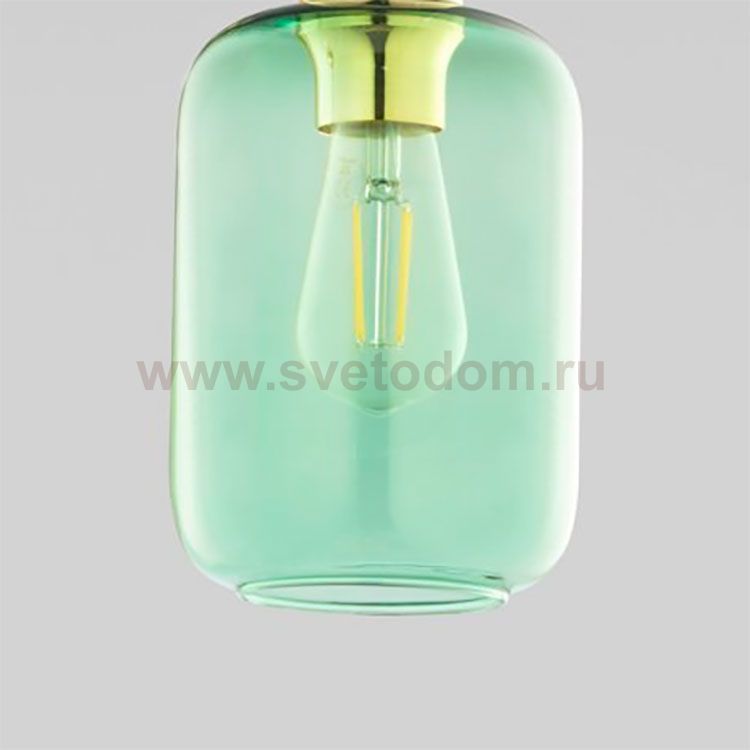 Плафон стекло цилиндр зеленый 140*195мм E27 (43мм посадка) Евро 6696 Marco
