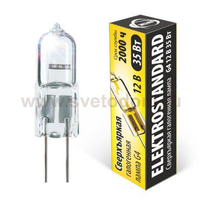Лампа галогенная G4 12 В 35 Вт сверхъяркая Elektrostandard