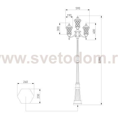 Cassiopeya F/3 черное золото уличный трехрожковый светильник на столбе IP44 Cassiopeya F/3 черное золото Elektrostandard