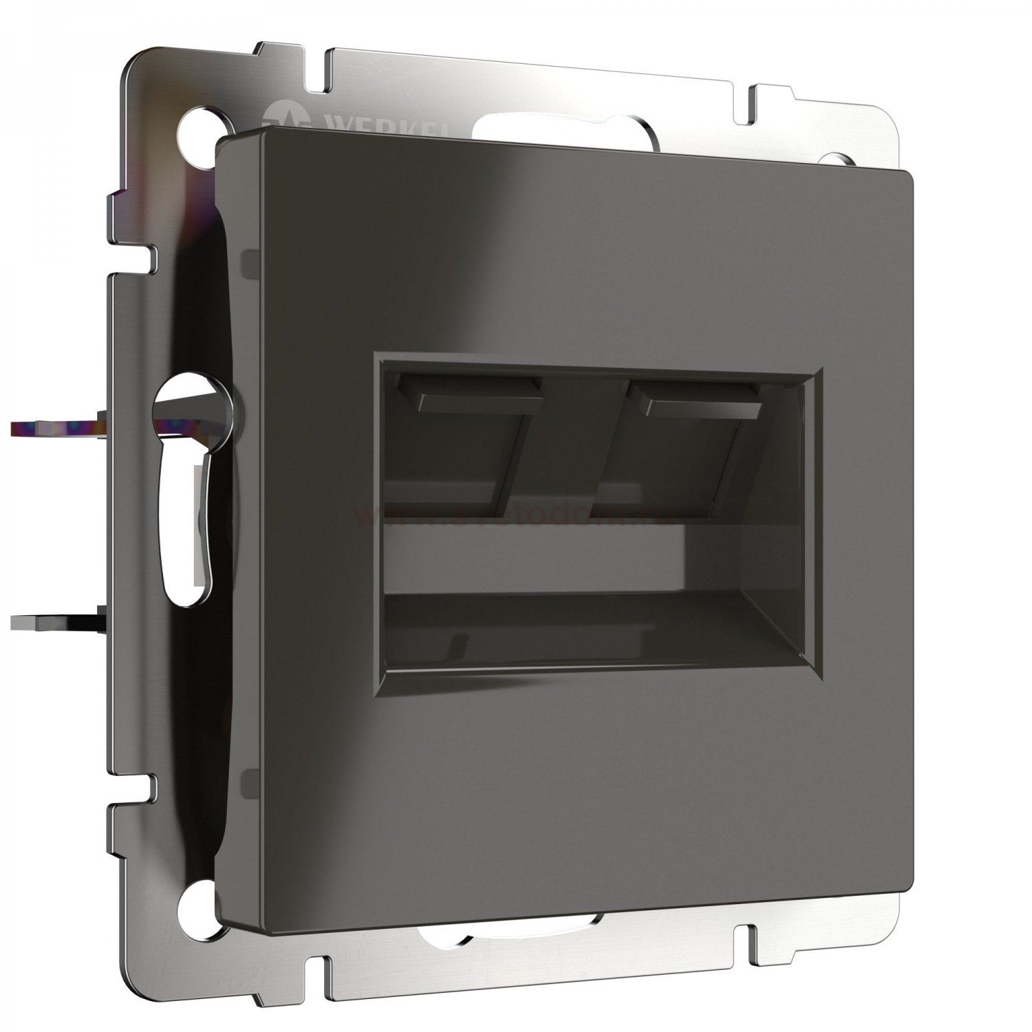 Розетка телефонная RJ-11 и Еthernet RJ-45 (серо-коричневый) Werkel WL07-RJ11+RJ45