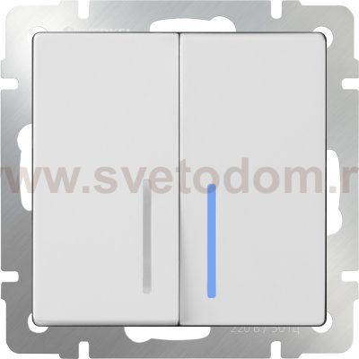 Выключатель двухклавишный проходной с подсветкой (белый) WL01-SW-2G-2W-LED Werkel