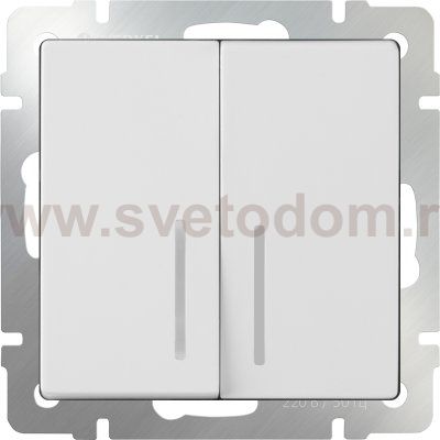 Выключатель двухклавишный с подсветкой (белый) Werkel WL01-SW-2G-LED