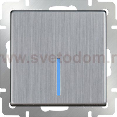Выключатель одноклавишный с подсветкой (глянцевый никель) Werkel WL02-SW-1G-LED