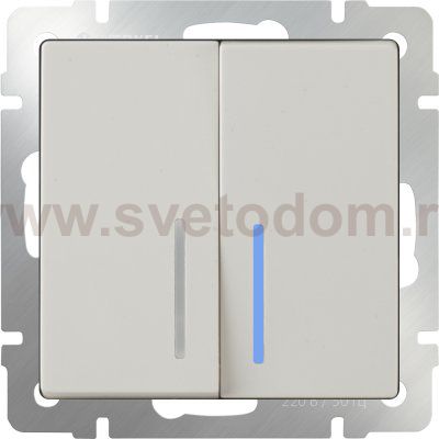 Выключатель двухклавишный проходной c подсветкой (слоновая кость) WL03-SW-2G-2W-LED-ivory Werkel