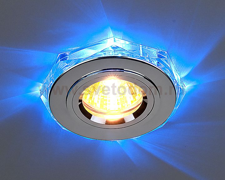 Точечный светильник со светодиодной подсветкой Elektrostandard 2020/2 SL/LED/BL (хром / синий)