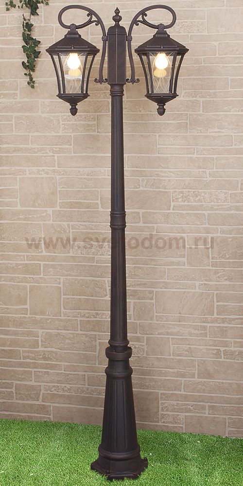 Virgo F/2 капучино уличный двухрожковый светильник на столбе IP44 GLXT-1450F/2 Elektrostandard