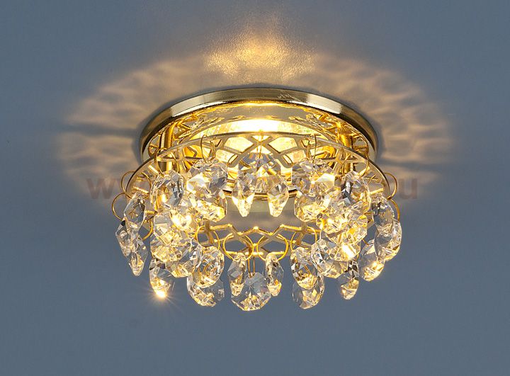 Точечный светильник с хрусталем Elektrostandard 7070 MR16 GD/СL золото/прозрачный