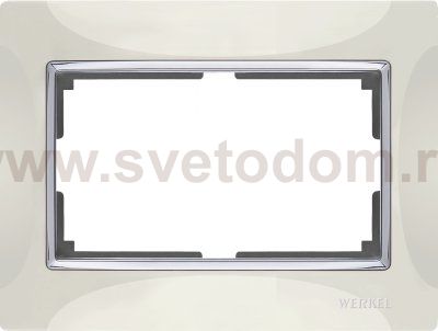 Рамка для двойной розетки (слоновая кость/хром) Werkel WL03-Frame-01-DBL-ivory