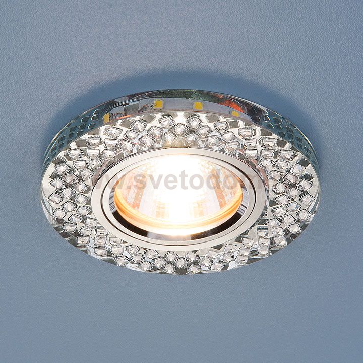 Встраиваемый потолочный светильник со светодиодной подсветкой Elektrostandard 2140 MR16 SL зеркальный/серебро