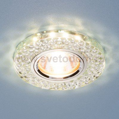 Встраиваемый потолочный светильник со светодиодной подсветкой Elektrostandard 2140 MR16 SL зеркальный/серебро