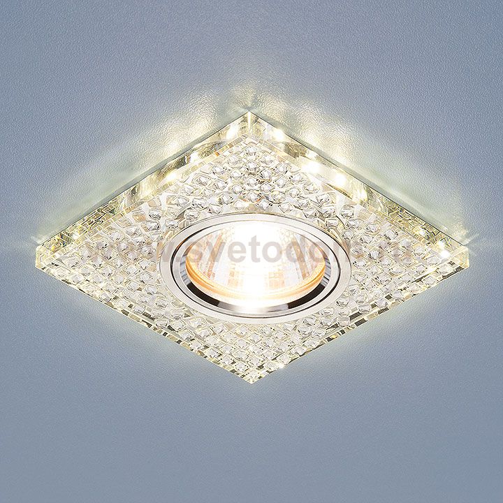 Встраиваемый потолочный светильник со светодиодной подсветкой Elektrostandard 2150 MR16 SL зеркальный/серебро