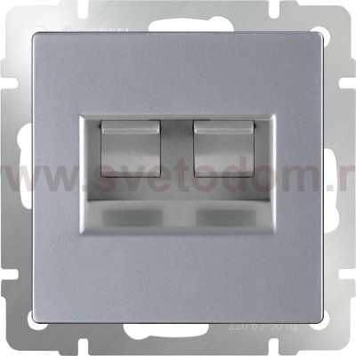 Розетка двойная Ethernet RJ-45 (серебряный) WL06-RJ45+RJ45 Werkel