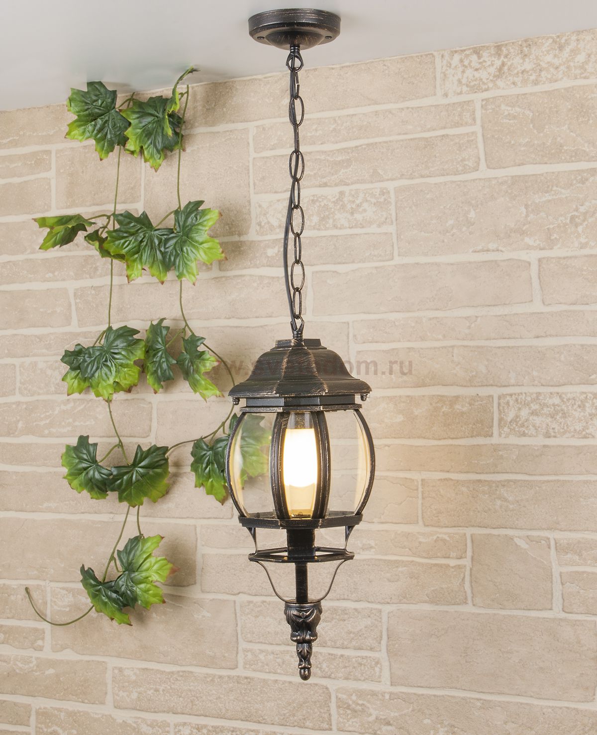 Уличный подвесной светильник IP33 GL 1001H черное золото Elektrostandard