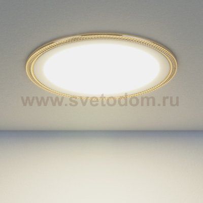 Встраиваемый потолочный светодиодный светильник Elektrostandard DLR006 12W 4200K PS/G перламутровый серебро/золото