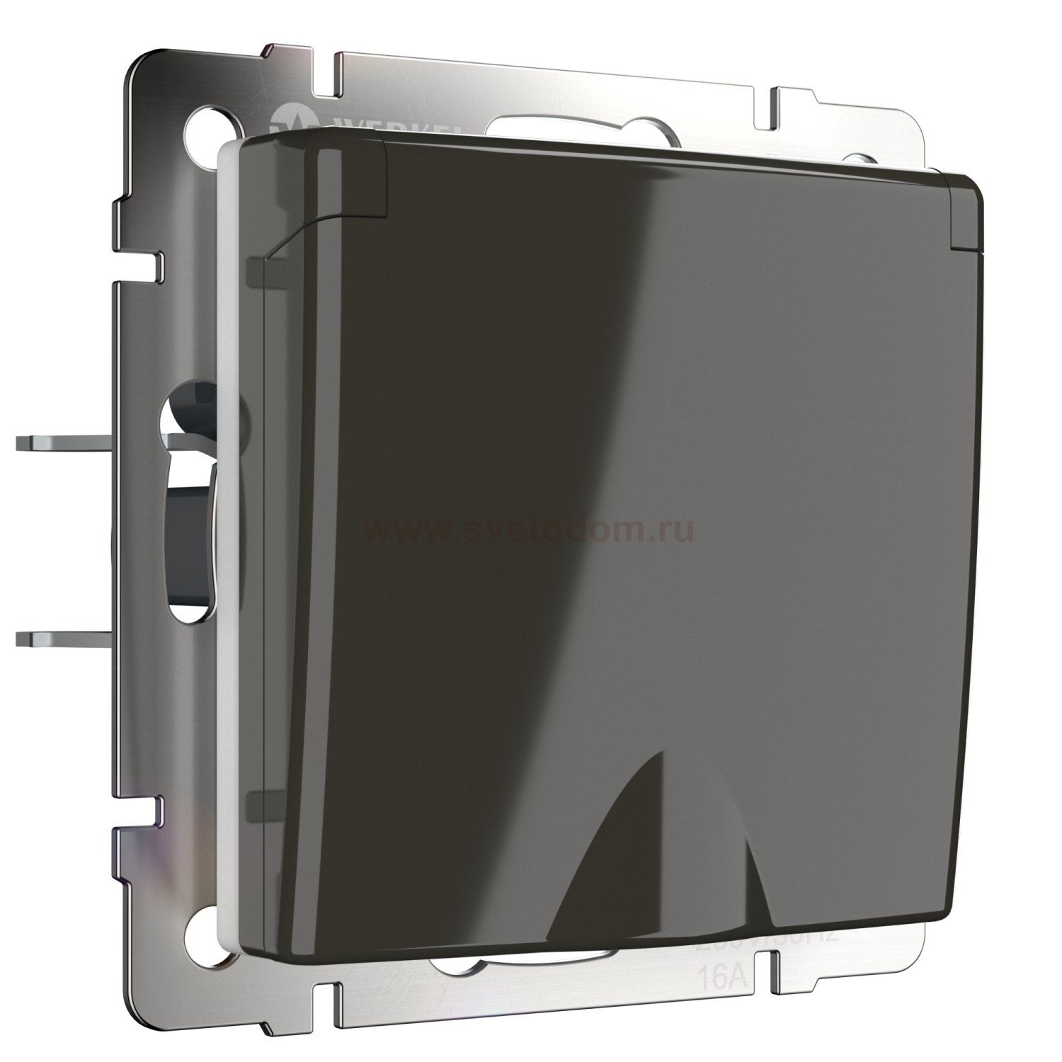 Розетка влагозащ. с зазем. с защит. крышкой и шторками (серо-коричневый) WL07-SKGSC-01-IP44 Werkel