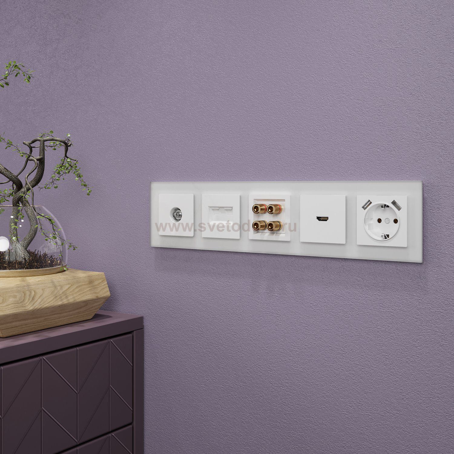 Рамка на 5 постов (белый матовый) WL01-Frame-05 Werkel