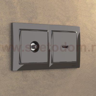 Рамка на 2 поста (серо-коричневый, basic) WL03-Frame-02 Werkel