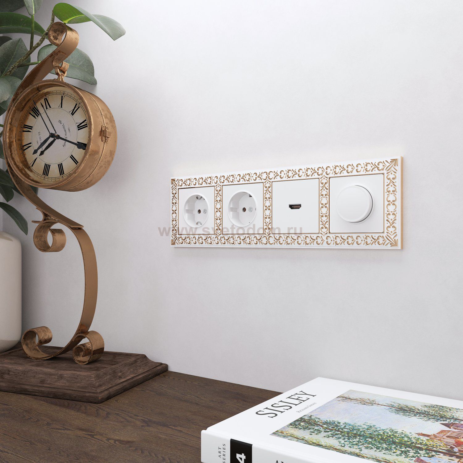 Рамка на 4 поста (белое золото) WL07-Frame-04 Werkel