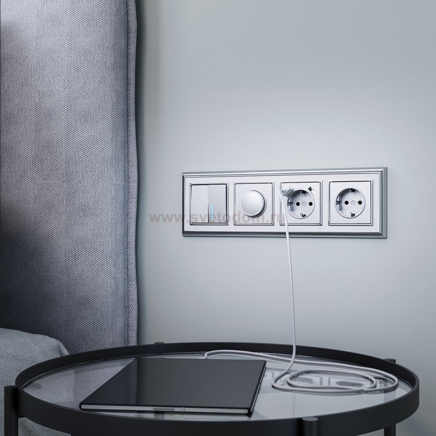 Рамка на 4 поста (хром/белый) WL17-Frame-04 Werkel