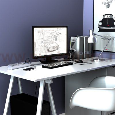 Розеточный блок 4-х местный + 3 USB серебряный/серебряный рифленый Werkel WL20-04-03