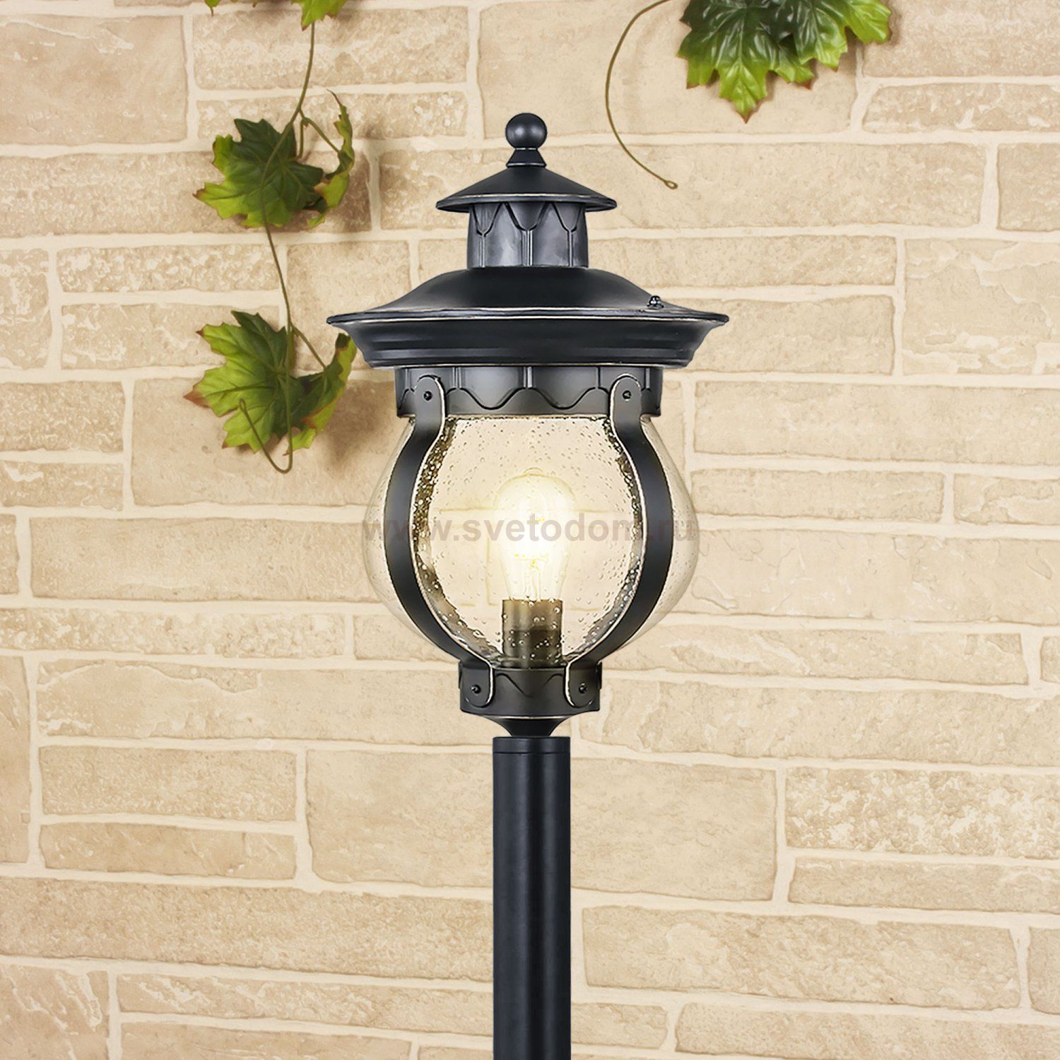 Barrel F черное золото уличный светильник на столбе IP44 GL 1025F Elektrostandard